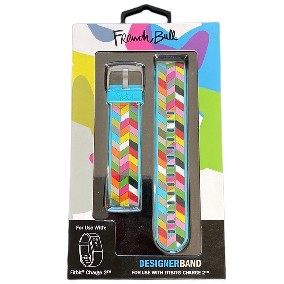 French Bull WITHit Silicone Replacement Band Fitbit Charge 2 Blue Ziggy - Picture 3 of 9